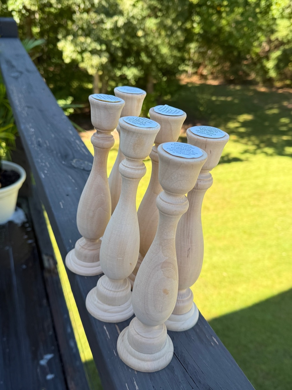 Set of 6 Unfinished Wood Decorative Candle Holders DIY Craft Blanks
